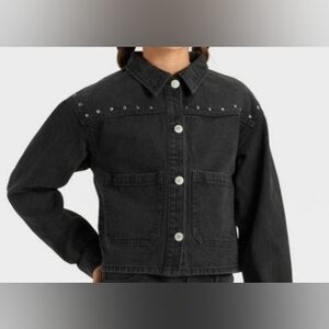 Girls L(10/12) Black Denim Jacket with Studded Details C186